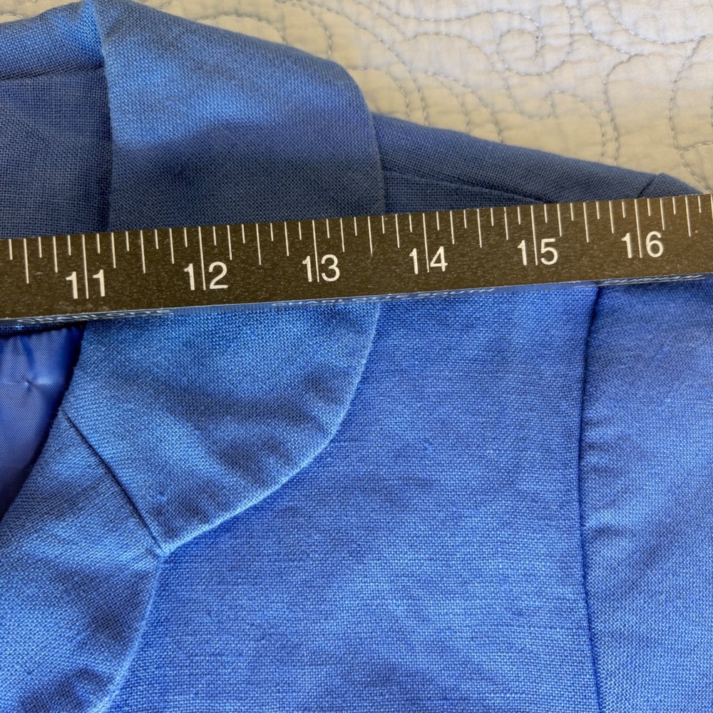 Vintage Althuser Blue 100% Linen Button Front Midi Dress Sheath Made in USA 14 - Picture 3 of 8